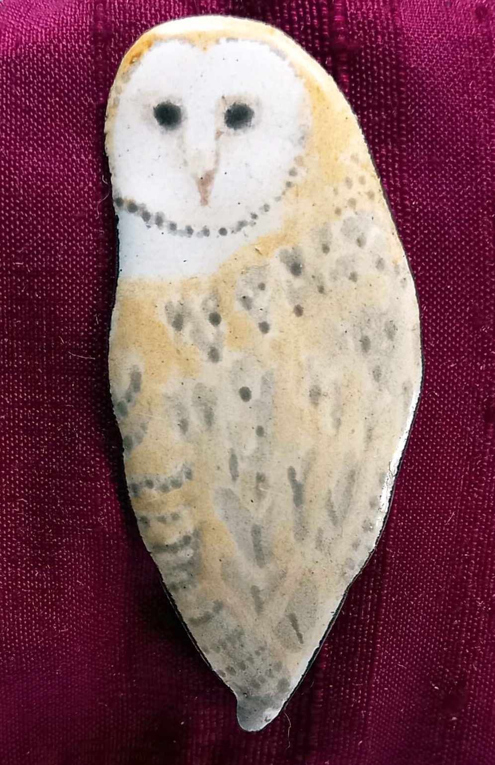 Enamelled Barn Owl brooch