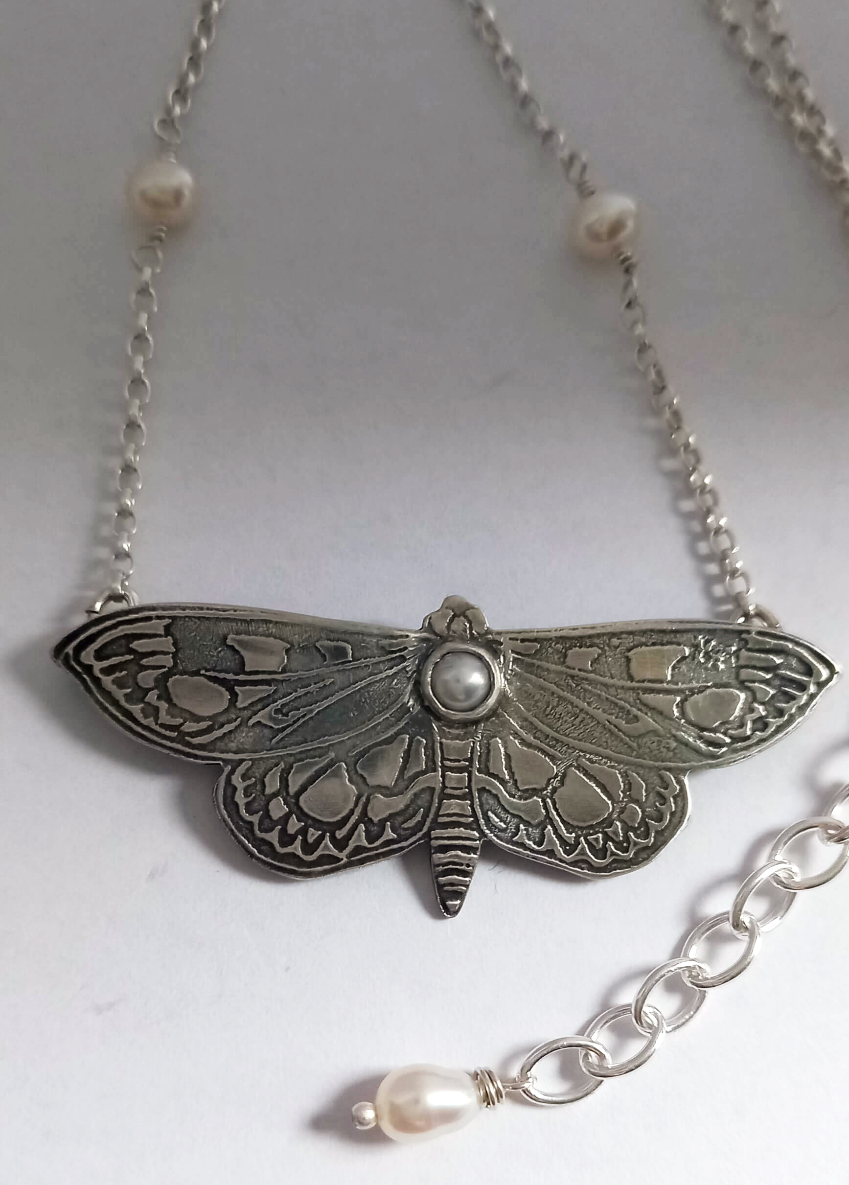 Elder Pearl Moth Necklace